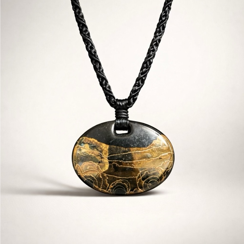 Porcilen Black and Gold Pendant Necklace